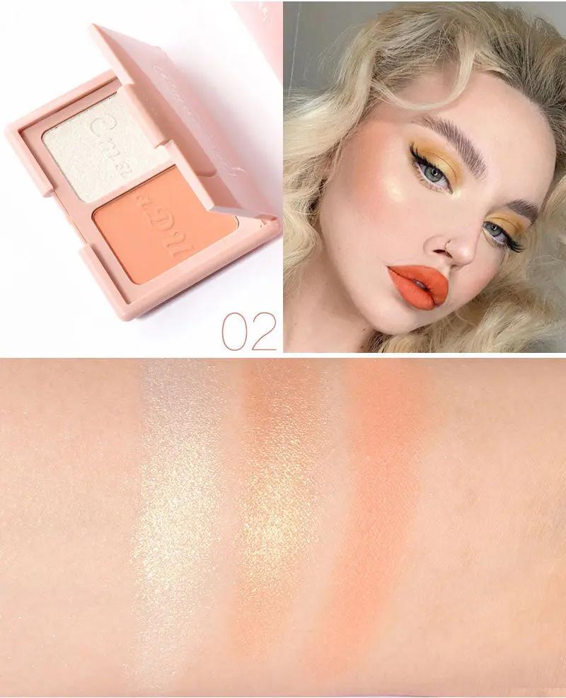 Two-Tone Delicate Natural Blush Highlighter Powder Repairing Palette - Beyond Bougie Beauty