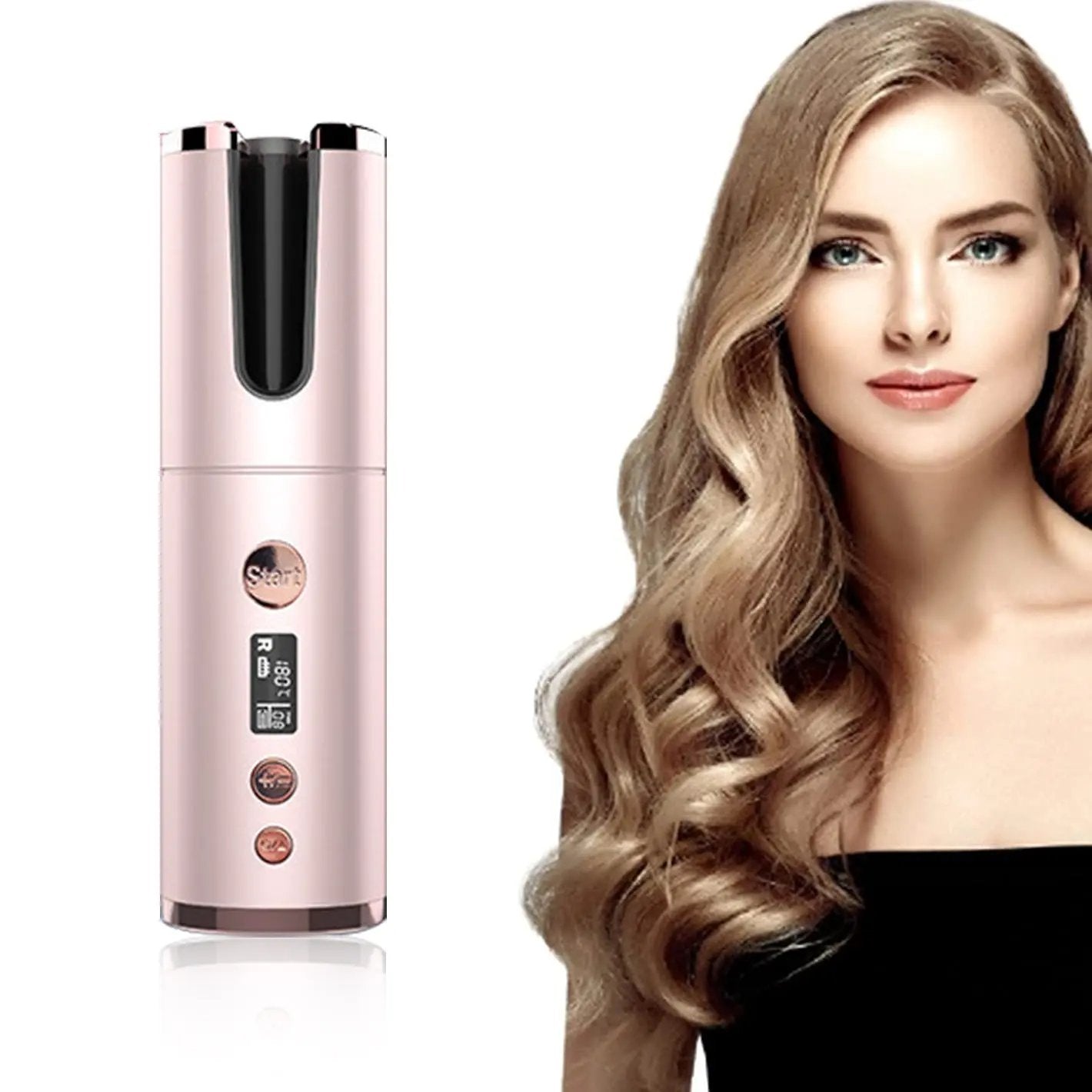Wireless Rechargeable Curling Iron Electric Hair Curler Fully Automatic Rotating Portable Hairdresser - Beyond Bougie Beauty
