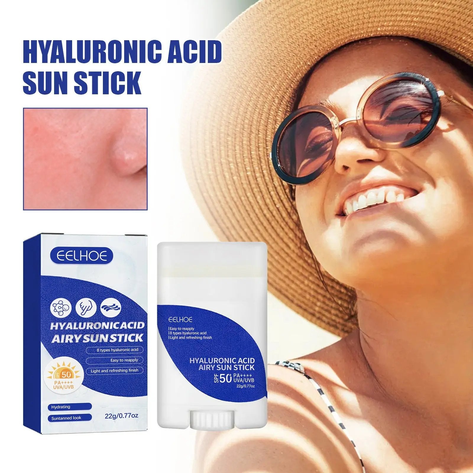 Lightweight Freshing And Moistrurizing Waterproof SPF50 Hyaluronic Acid Sun Block Stick - Beyond Bougie Beauty